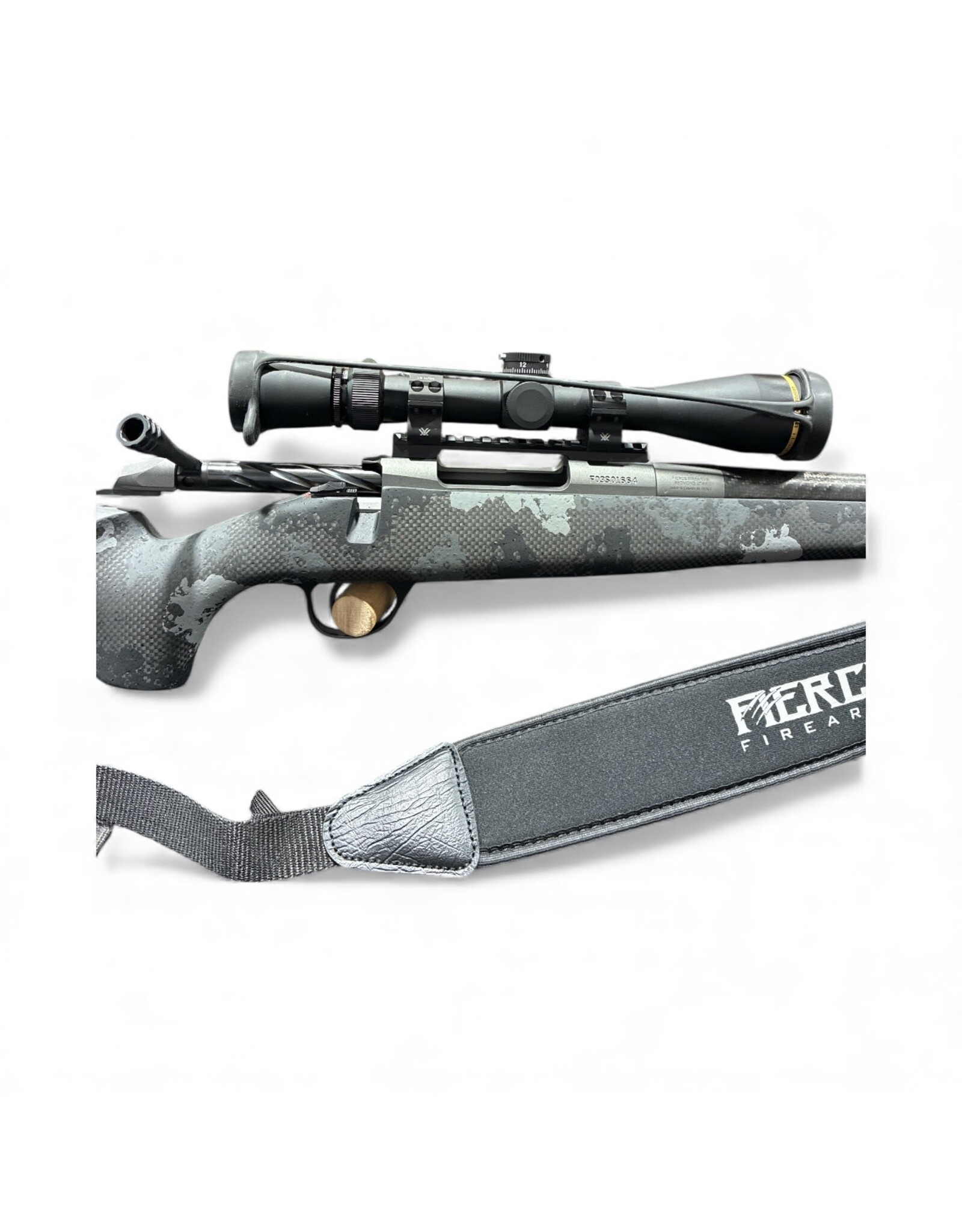 FIERCE CONSIGN FIERCE FURY 6.5 CREEDMOOR BOLT ACTION PKG W/ LEU VX-3HD 4.5-14X40 , SLING, SOFT TAC GUN CASE
