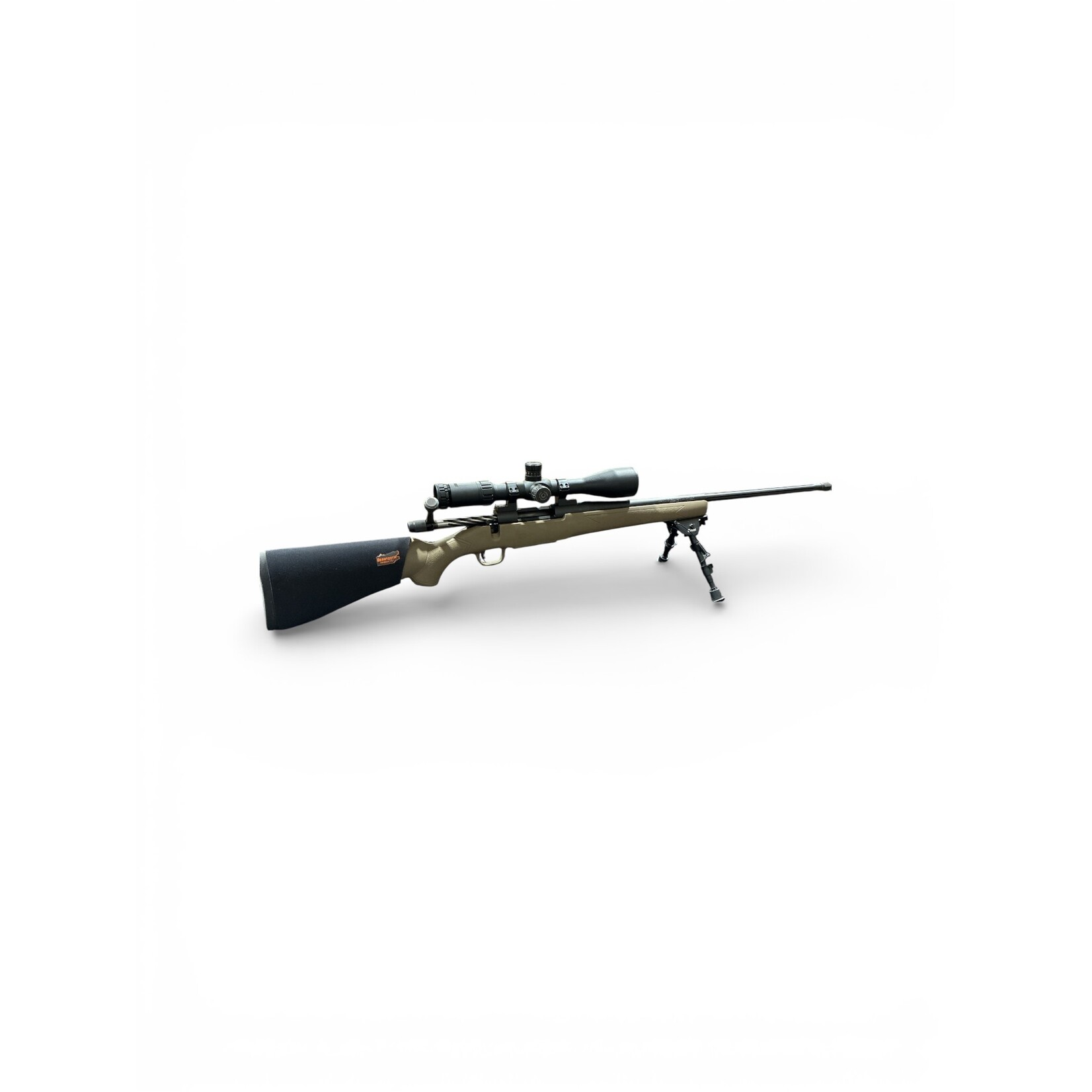 MOSSBERG USED MOSS PATRIOT 6.5 CREEDMOOR TAN SYN. BOLT ACTION PKG W/ BIPOD , HAWK SIDEWINDER 4-16X50