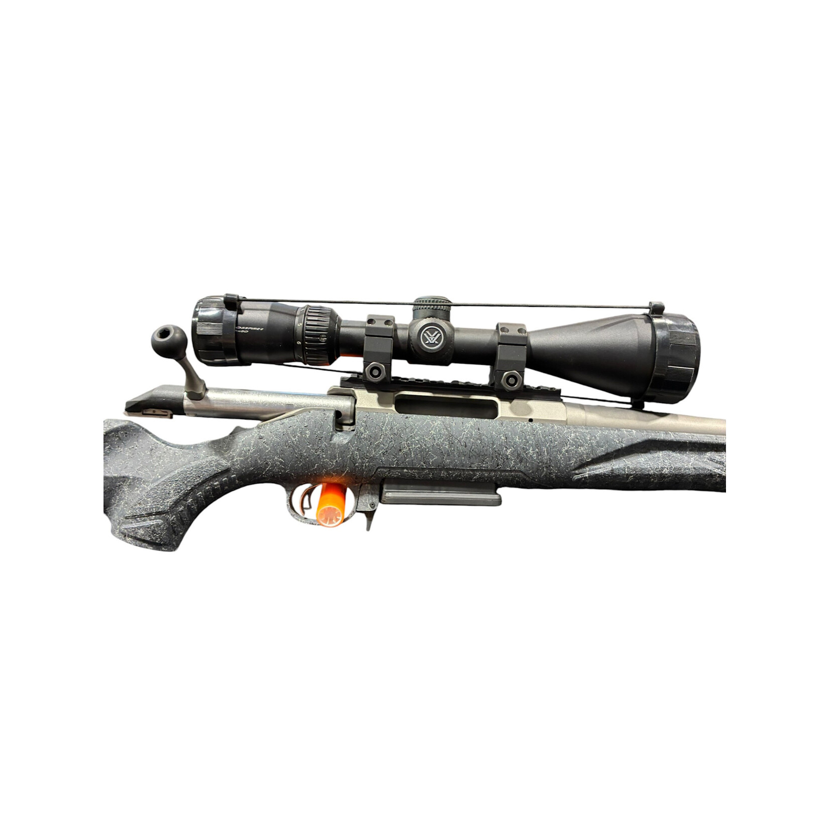 RUGER CONSIGN RUGER AMERICAN GEN 2, 308WIN, FLUTED BARREL, GREY BOLT ACTION PKG W/ VOR CROSSFIRE 3-9X50 (SIGHTED IN, 40 RNDS SHOT)