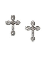 FRENCH KANDE Micro Euro Crystal Cross Stud Silver