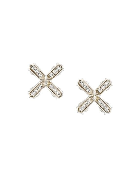 FRENCH KANDE Petite Euro Crystal French Kiss Earrings Silver