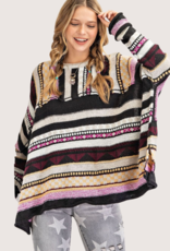 Black Multi Color Knit Sweater