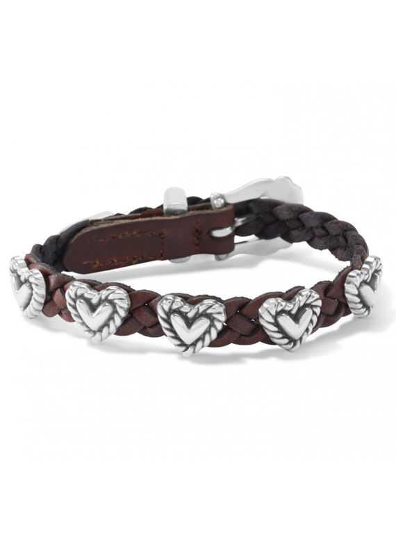 BRIGHTON Roped Heart Braid Bandit Bracelet Brown