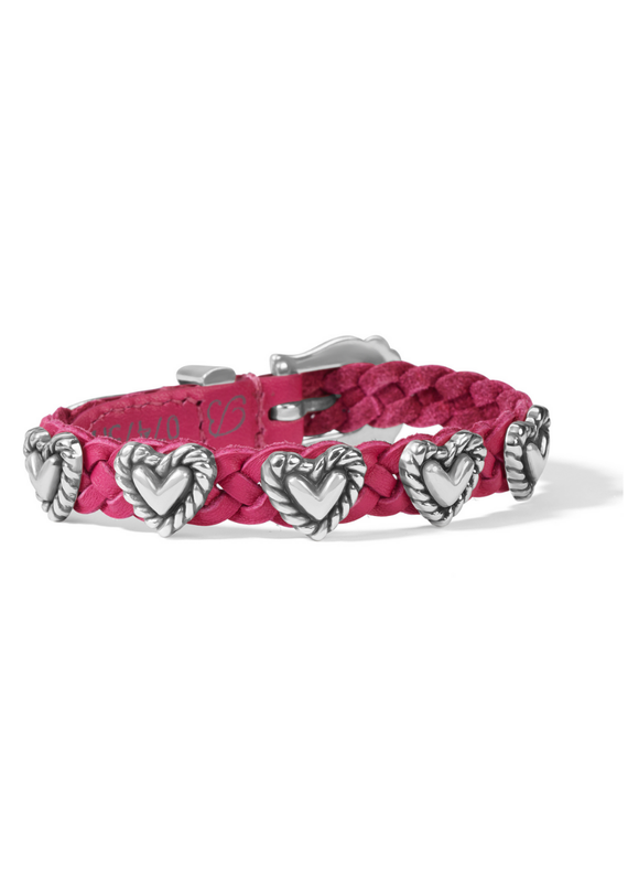 BRIGHTON Roped Heart Braid Bandit Bracelet Pink