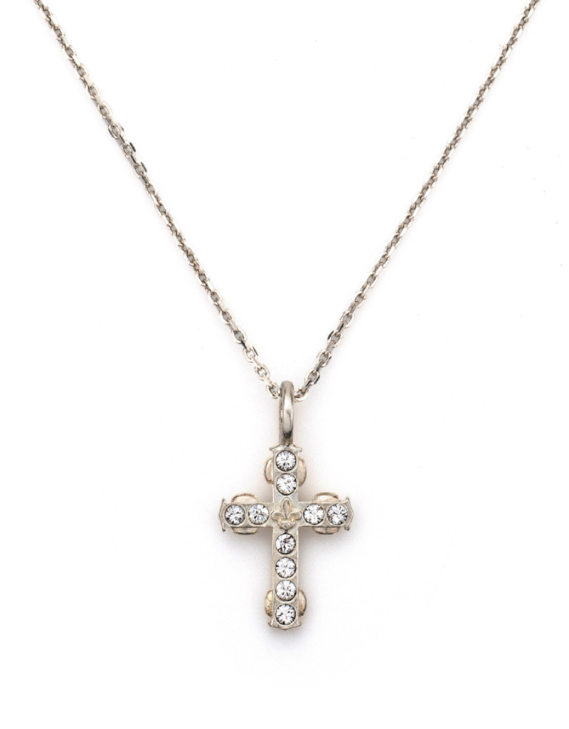 FRENCH KANDE 14.5-17.5" Adjustable Champagen Chain and Micro Cross Silver