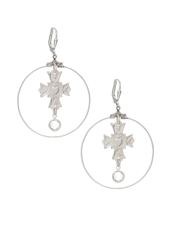 FRENCH KANDE Immacule Silver and Euro Crystal Earrings