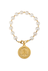 FRENCH KANDE Abeille Medallion Pearl Bracelet