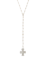 FRENCH KANDE Micro Pearl Immacule Lariat Silver Necklace