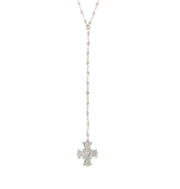 FRENCH KANDE Micro Pearl Immacule Lariat Silver Necklace