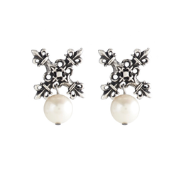 FRENCH KANDE X Earrings with White Pearl Dangle
