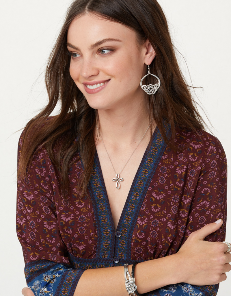 BRIGHTON Interlok Petite Cross Silver Necklace