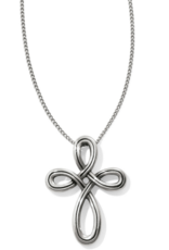 BRIGHTON Interlok Petite Cross Silver Necklace