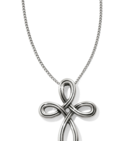 BRIGHTON Interlok Petite Cross Silver Necklace