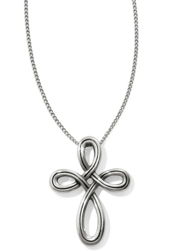 BRIGHTON Interlok Petite Cross Silver Necklace