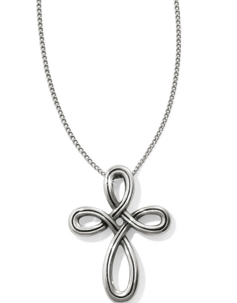 BRIGHTON Interlok Petite Cross Silver Necklace