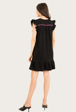 THML Black Knit Embroidered Flutter Sleeve Dress