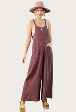 Faded Plum Mineral Washed Cotton Jumpsuit