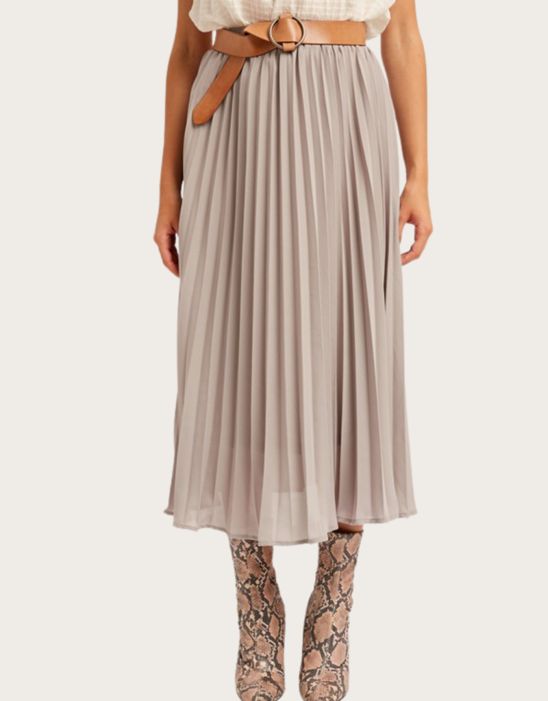 LISTIELE Grey Chiffon Pleated Long Skirt