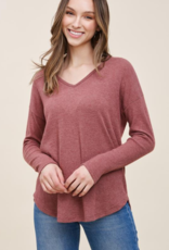 STACCATO Marsala Long Sleeve Brushed Ribbed Top