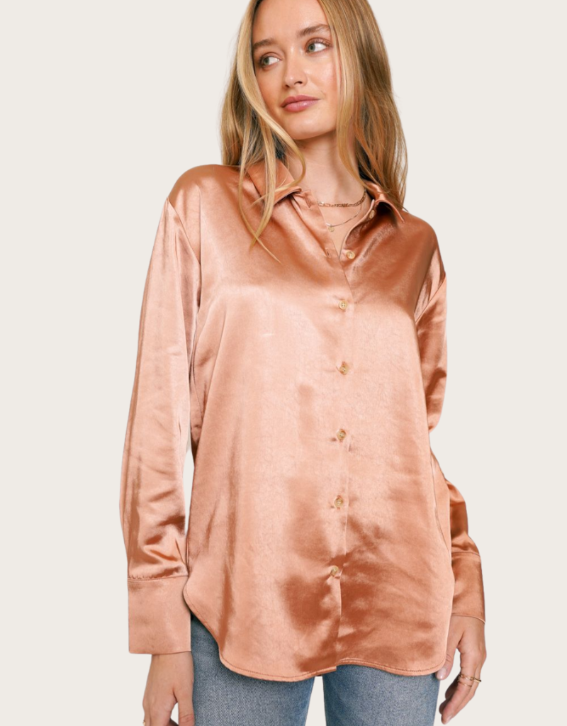 MYSTREE Rust Button Down Relaxed Shirt