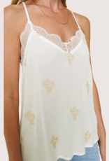 MYSTREE Ivory Embroidered Cami
