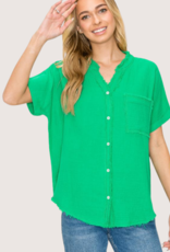 STACCATO Lime China Collar SS Button Closure Top