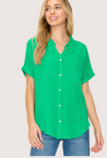 STACCATO Lime China Collar SS Button Closure Top