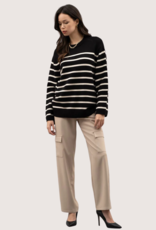 BLU PEPPER Black Drop Shoulder Striped Knit Sweater