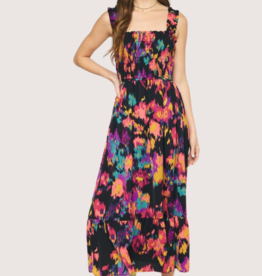 ENTRO Black Floral Print Dress