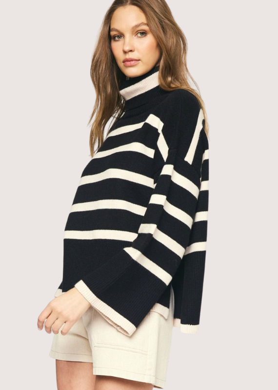 ENTRO Blk/Wht Stripe Sweater