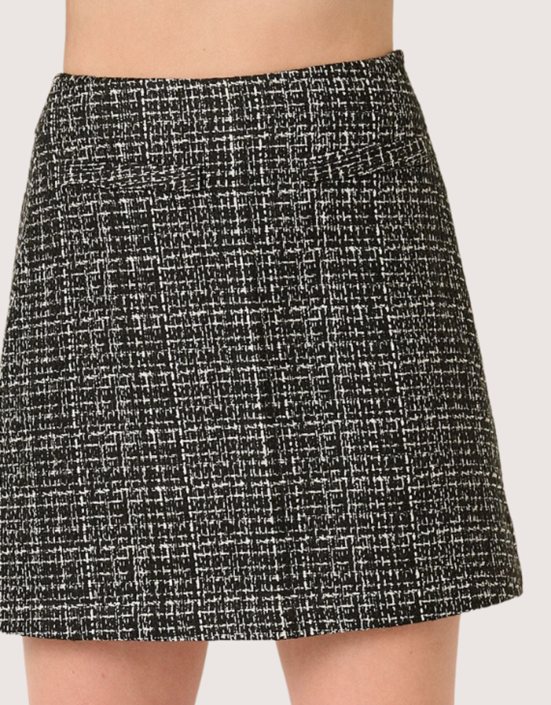 Black/Ivory Tweed Mini Skirt