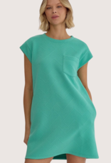 ENTRO Mint Textured T-Shirt Dress With Cap Sleeves