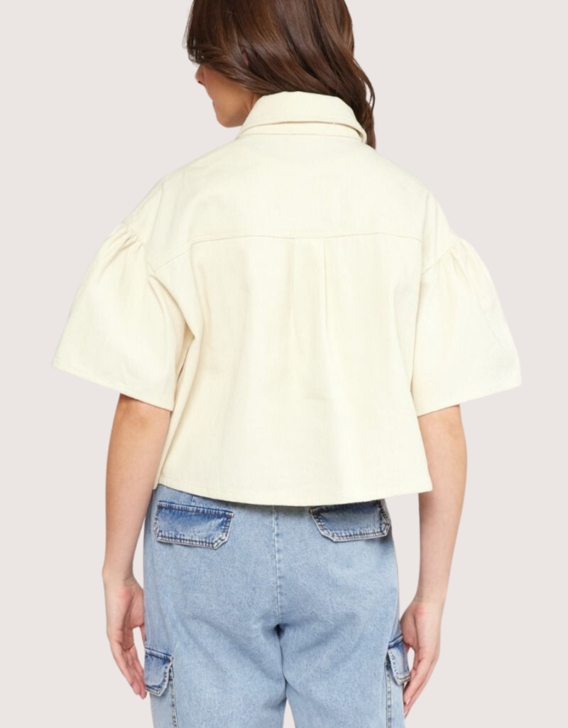 ENTRO Natural SS Button Up Top