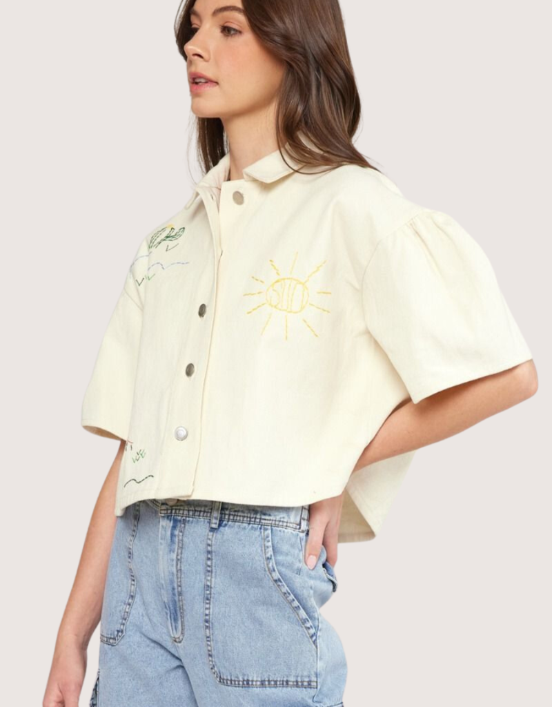 ENTRO Natural SS Button Up Top