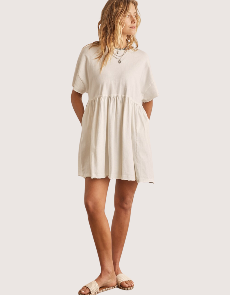 IN FEBRUARY Off White SS Cotton Babydoll Dress