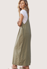 IN FEBRUARY Olive Pleated Wide Leg Overall Jumpsuit