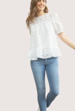 VOY Square Texture Puff Sleeve Top Ivory