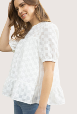 VOY Square Texture Puff Sleeve Top Ivory