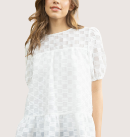 VOY Square Texture Puff Sleeve Top Ivory