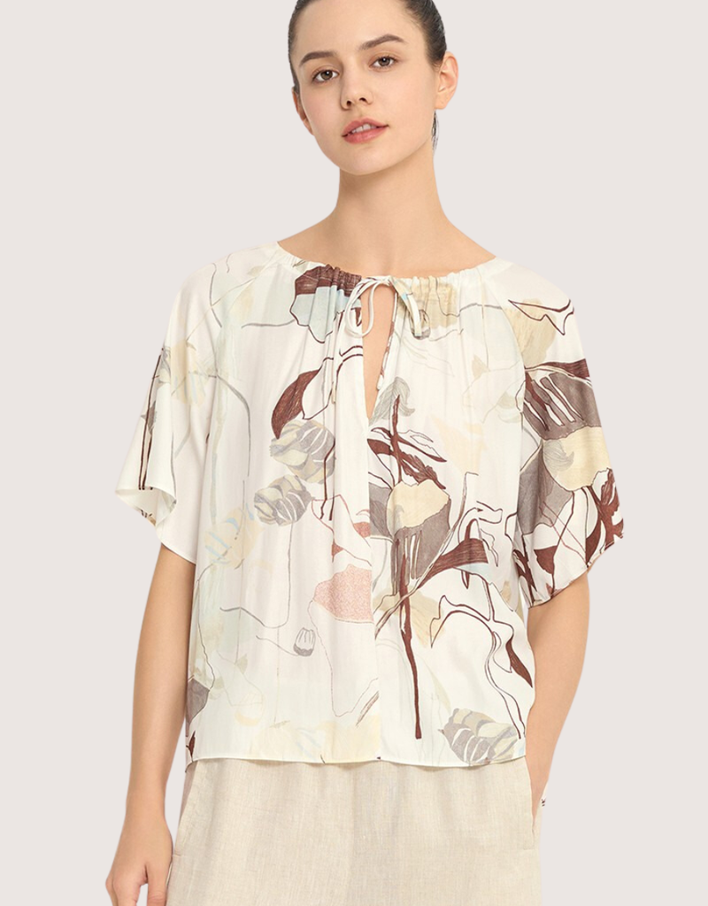 GRADE & GATHER Ivory Printed Summer Top