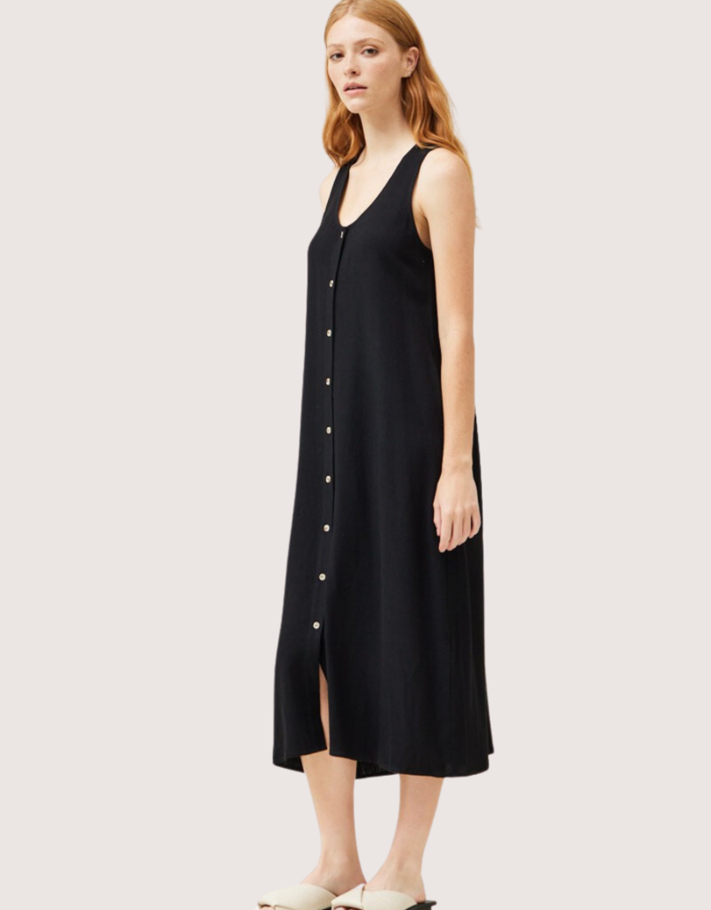 GRADE & GATHER Black Sleeveless Button Up Dress