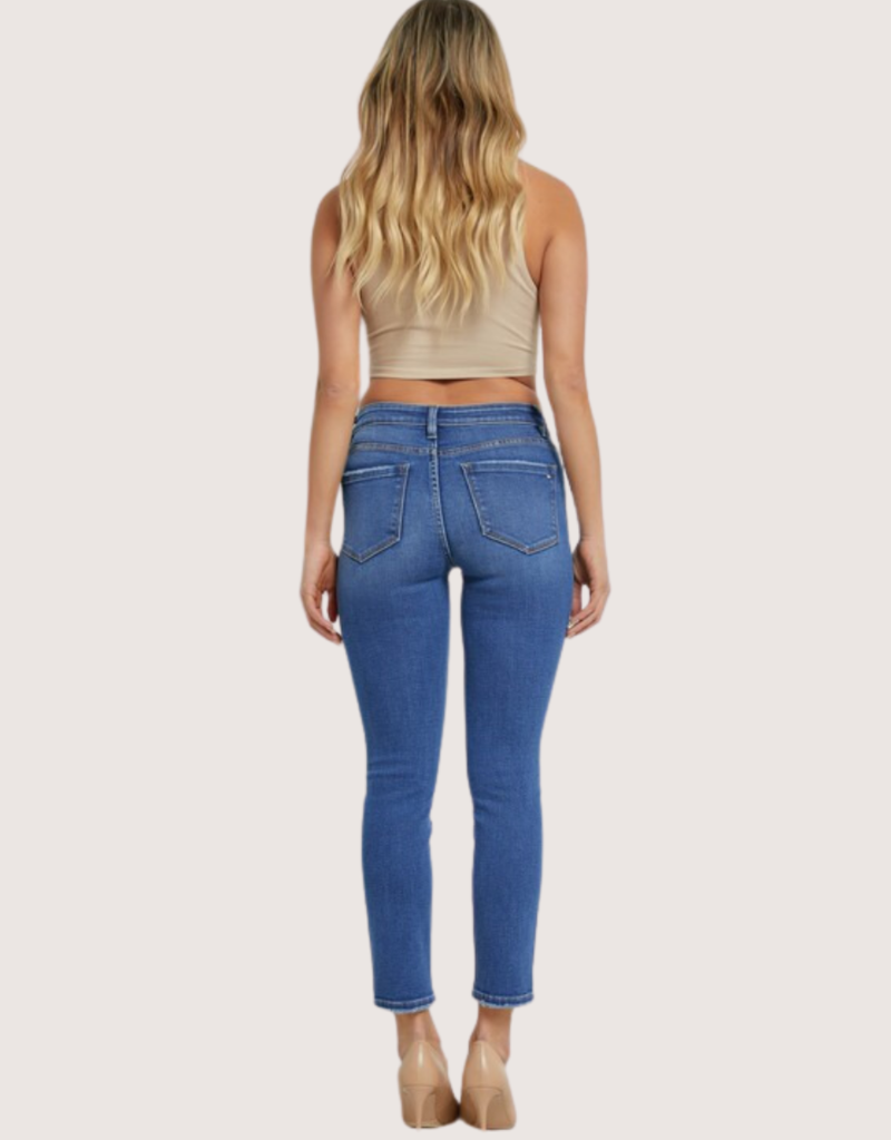 MICA DENIM Mid Rise Cigarette Ankle Jeans