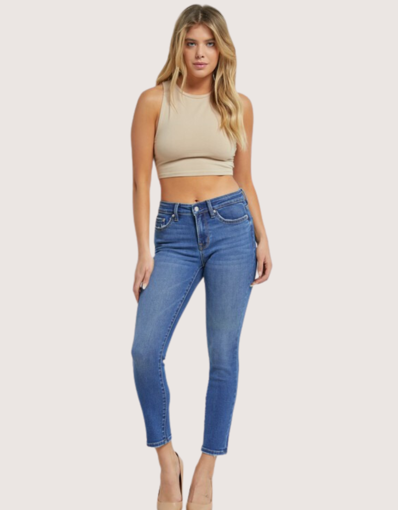 MICA DENIM Mid Rise Cigarette Ankle Jeans