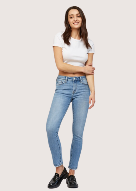 MICA DENIM Mid-Rise Cigarette Ankle Prehnite Jeans