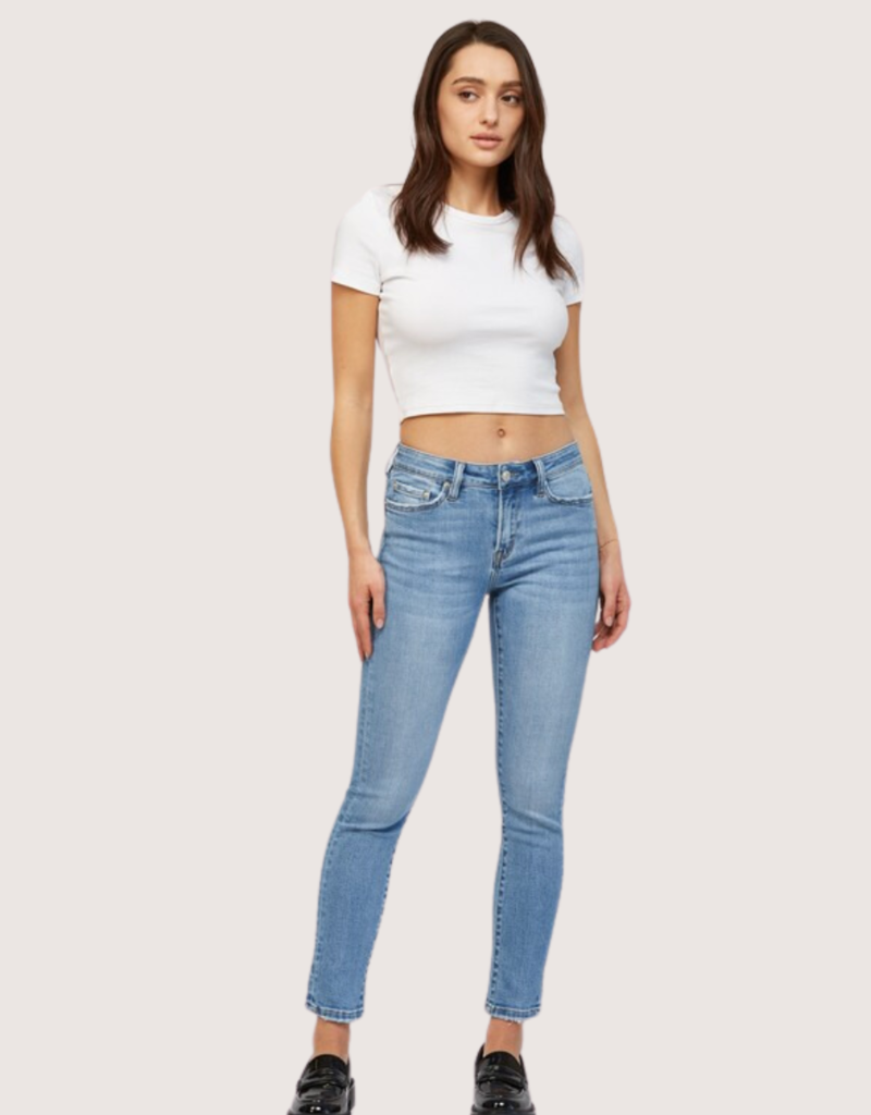 MICA DENIM Mid-Rise Cigarette Ankle Prehnite Jeans