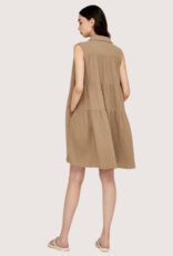 GRADE & GATHER Pumice Tiered Gauze Sleeveless Shirt Dress