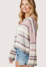 MYSTREE Lav/Grey Multi Color Stripe Pullover Sweater