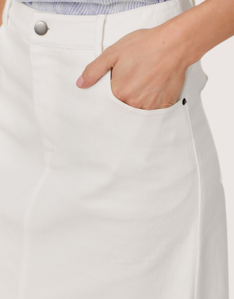 MYSTREE Off White Washed Front Slit Skirt