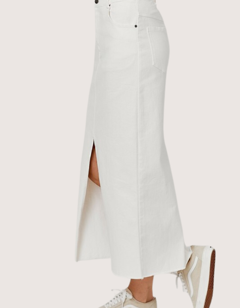 MYSTREE Off White Washed Front Slit Skirt