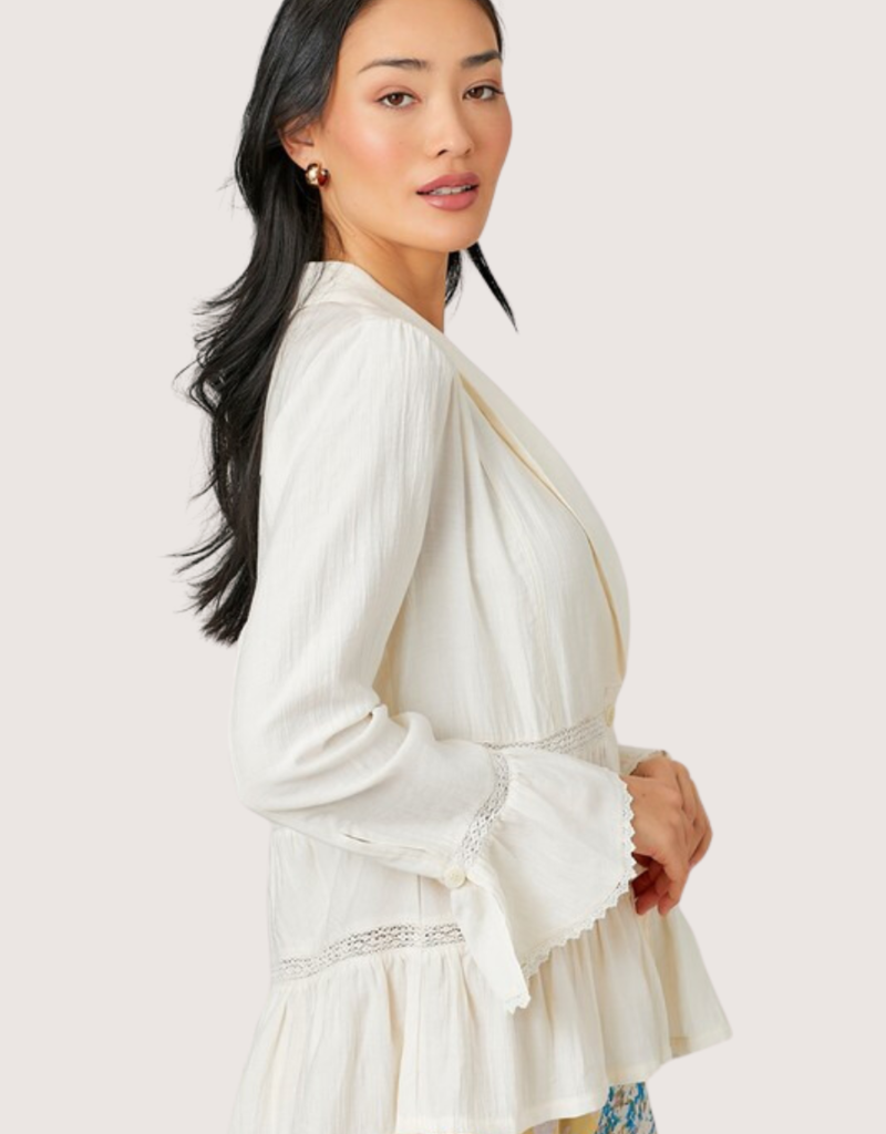 MYSTREE Ivory Tiered Lacy Jacket